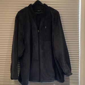 George Men's Black Plush Zip-Up Jacket